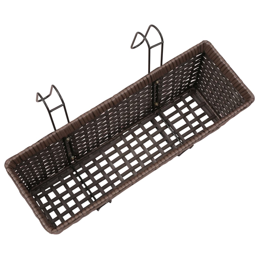 Balcony Hanging Rattan Planter Set 20 inch 2 pcs Brown