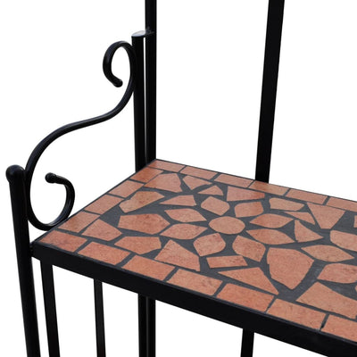 Plant Stand Display Terracotta Color Mosaic Pattern