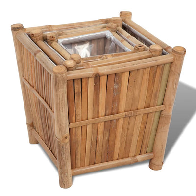 Raised Bed Set 3 Pieces Bamboo with Nylon Lining