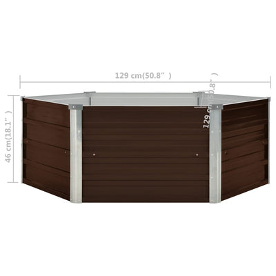 Raised Garden Bed Brown 50.8"x50.8"x18.1" Galvanized Steel