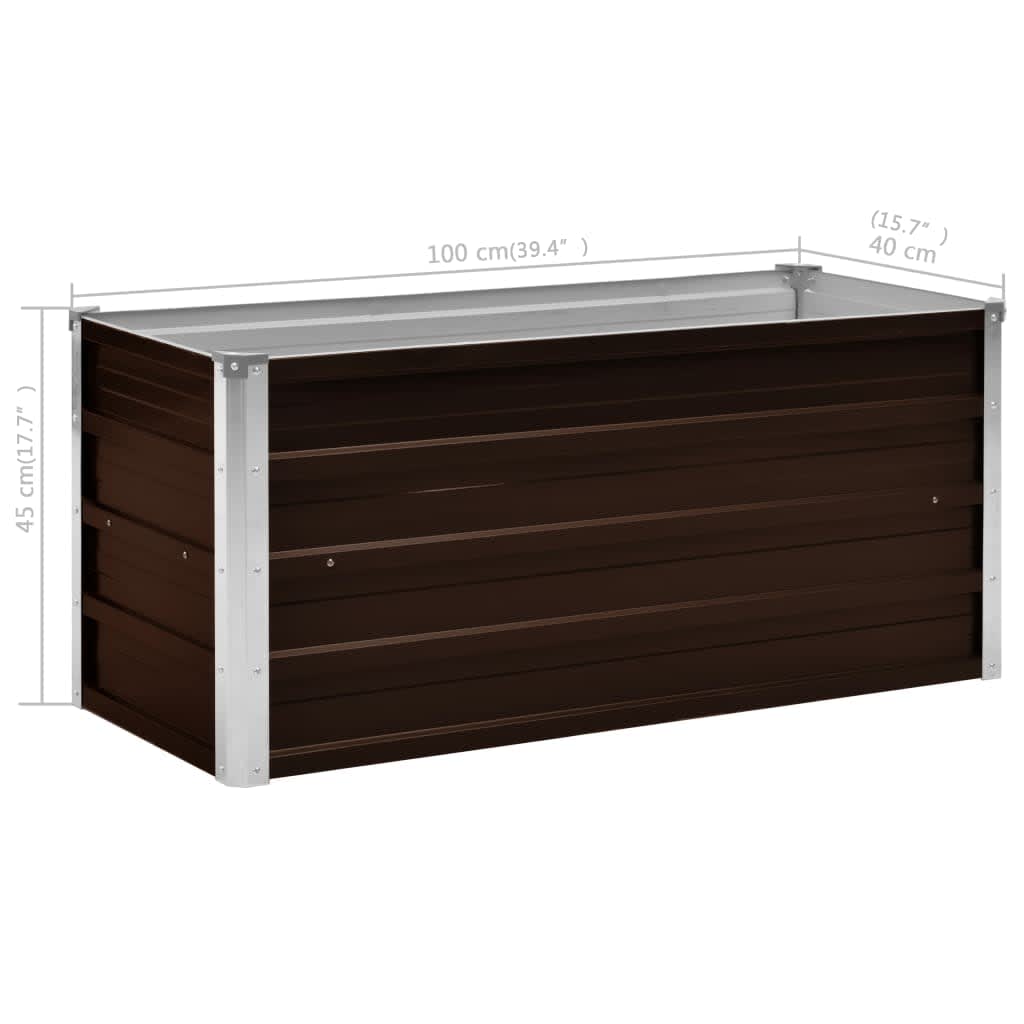 Garden Raised Bed Brown 39.4"x15.7"x17.7" Galvanized Steel