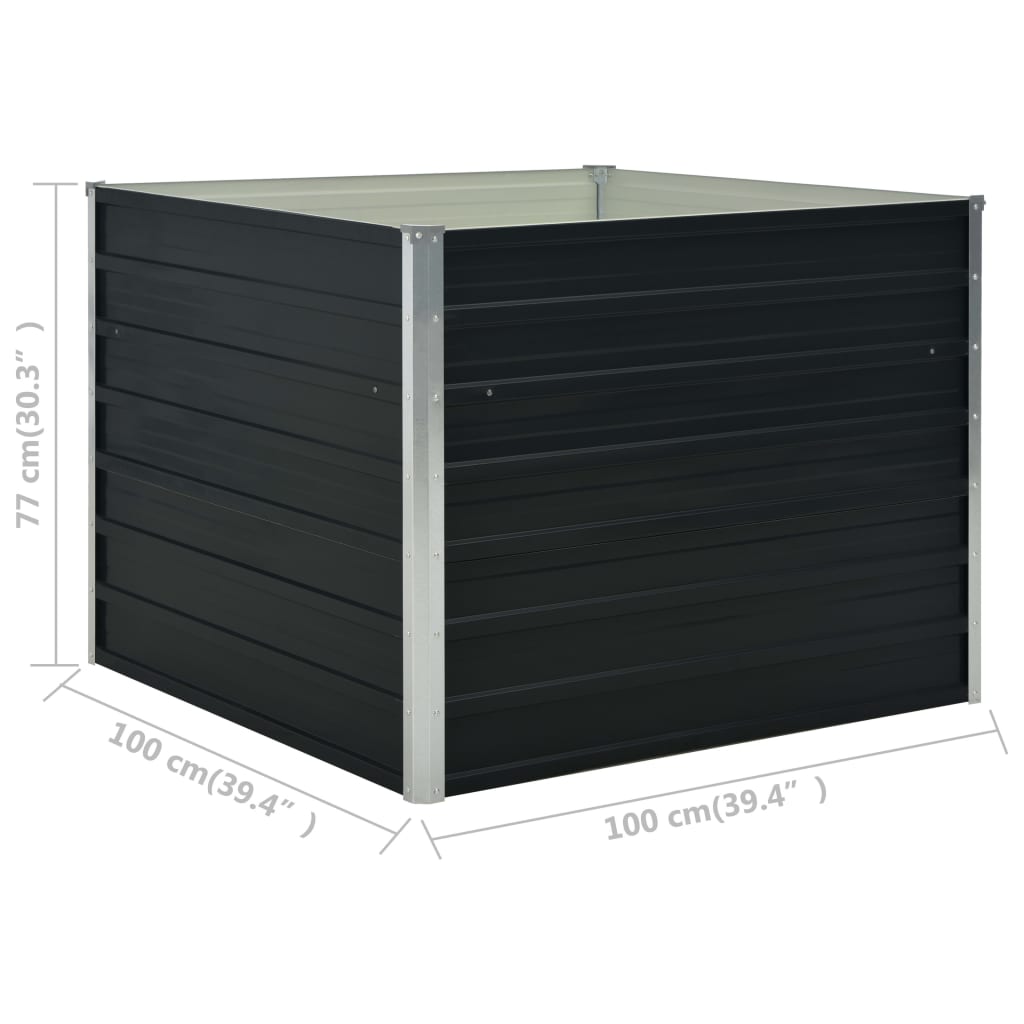 Raised Garden Bed Anthracite 39.4"x39.4"x30.3" Galvanized Steel