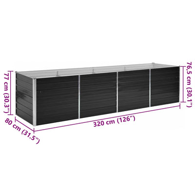 Garden Raised Bed Anthracite 126"x31.5"x30.3" Galvanized Steel