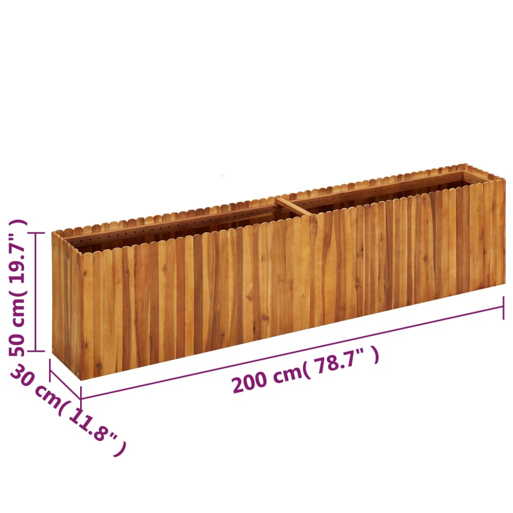 Garden Raised Bed 78.7"x11.8"x19.6" Solid Acacia Wood