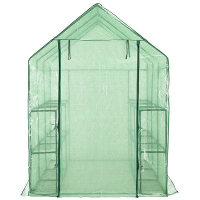 Walk-in Greenhouse with 12 Shelves Steel 56.3"x84.5"x77.2"