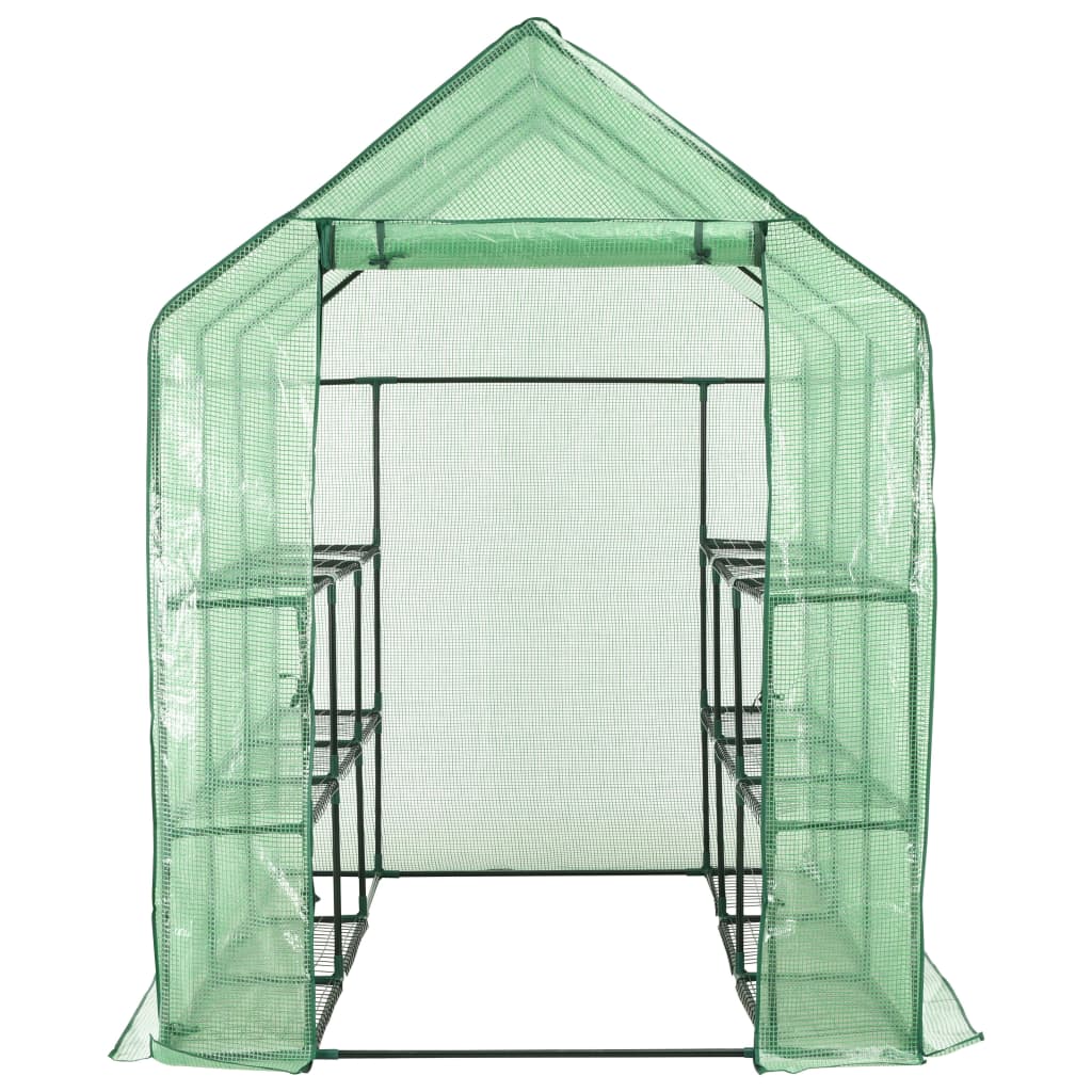 Walk-in Greenhouse with 12 Shelves Steel 56.3"x84.5"x77.2"