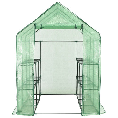 Walk-in Greenhouse with 12 Shelves Steel 56.3"x84.5"x77.2"