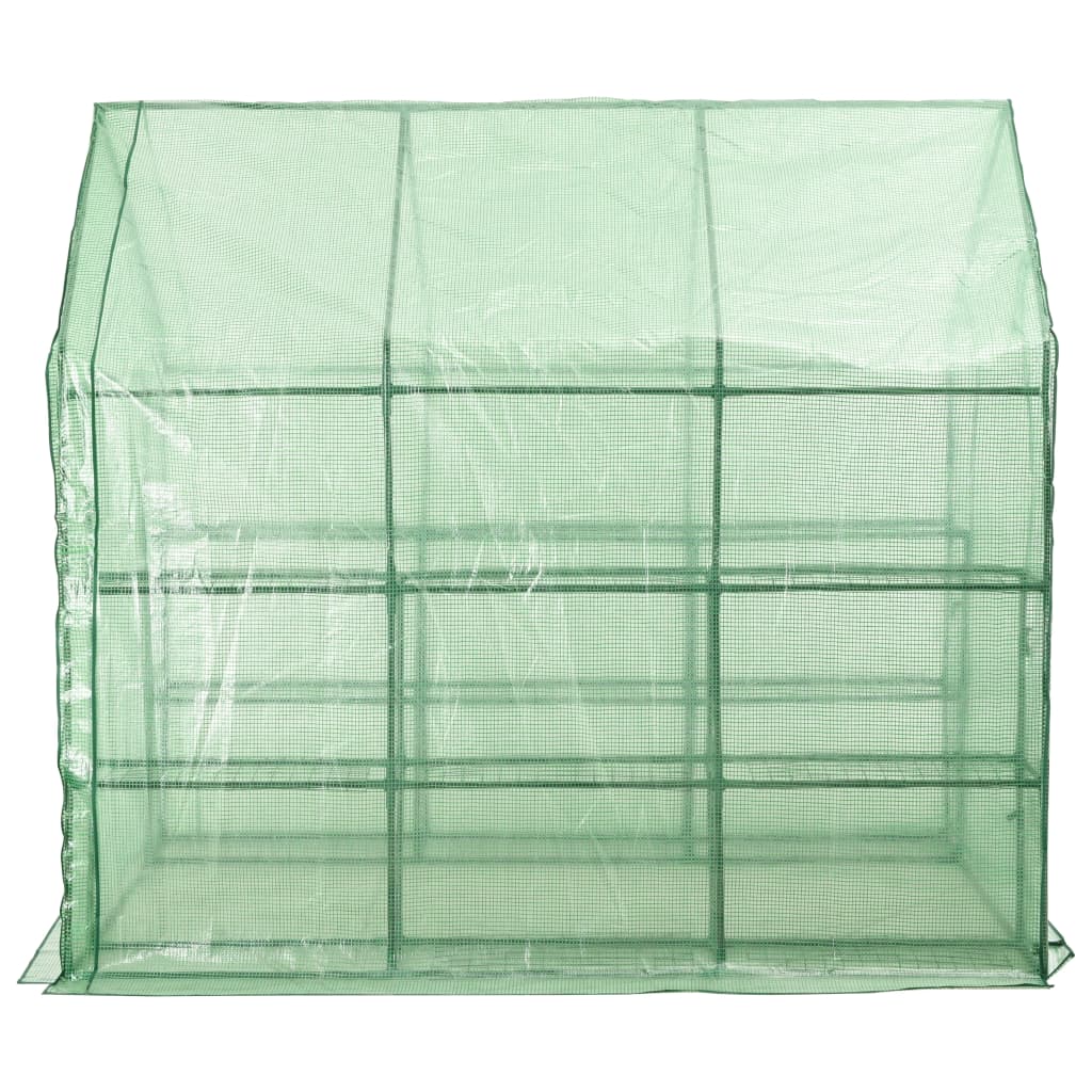 Walk-in Greenhouse with 12 Shelves Steel 56.3"x84.5"x77.2"