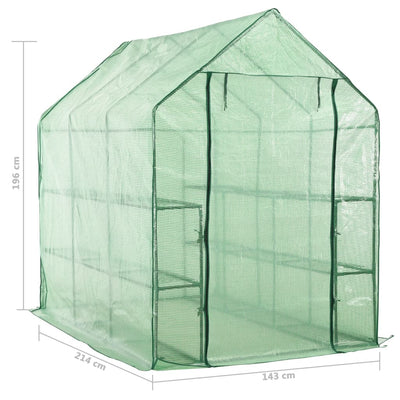 Walk-in Greenhouse with 12 Shelves Steel 56.3"x84.5"x77.2"