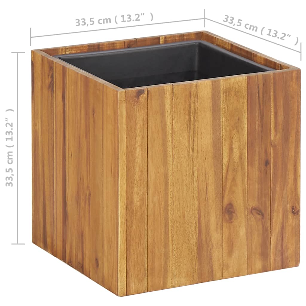 Garden Raised Bed Pot 13.2"x13.2"x13.2" Solid Acacia Wood