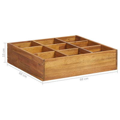 Herb Garden Raised Bed Solid Wood Acacia 23.6"x23.6"x5.9"