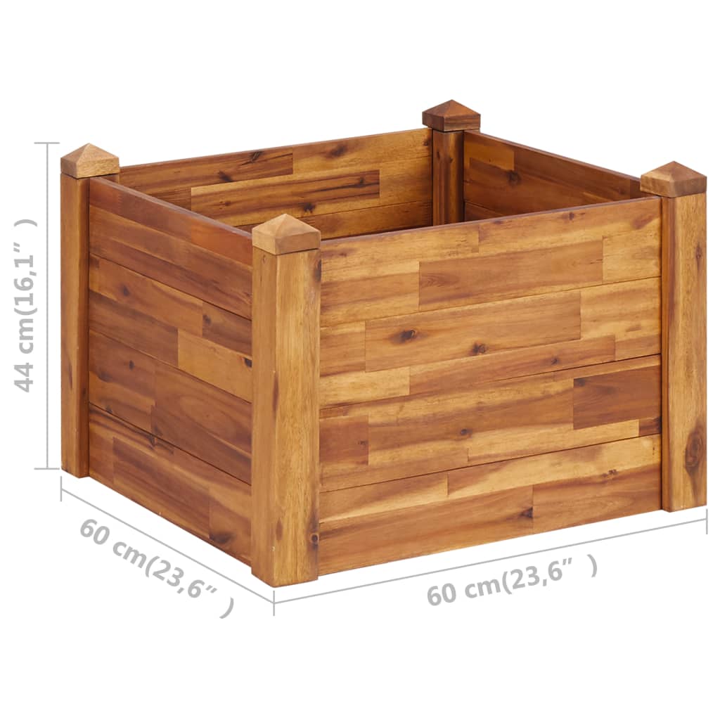 Garden Raised Bed 23.6"x23.6"x17.3" Solid Acacia Wood