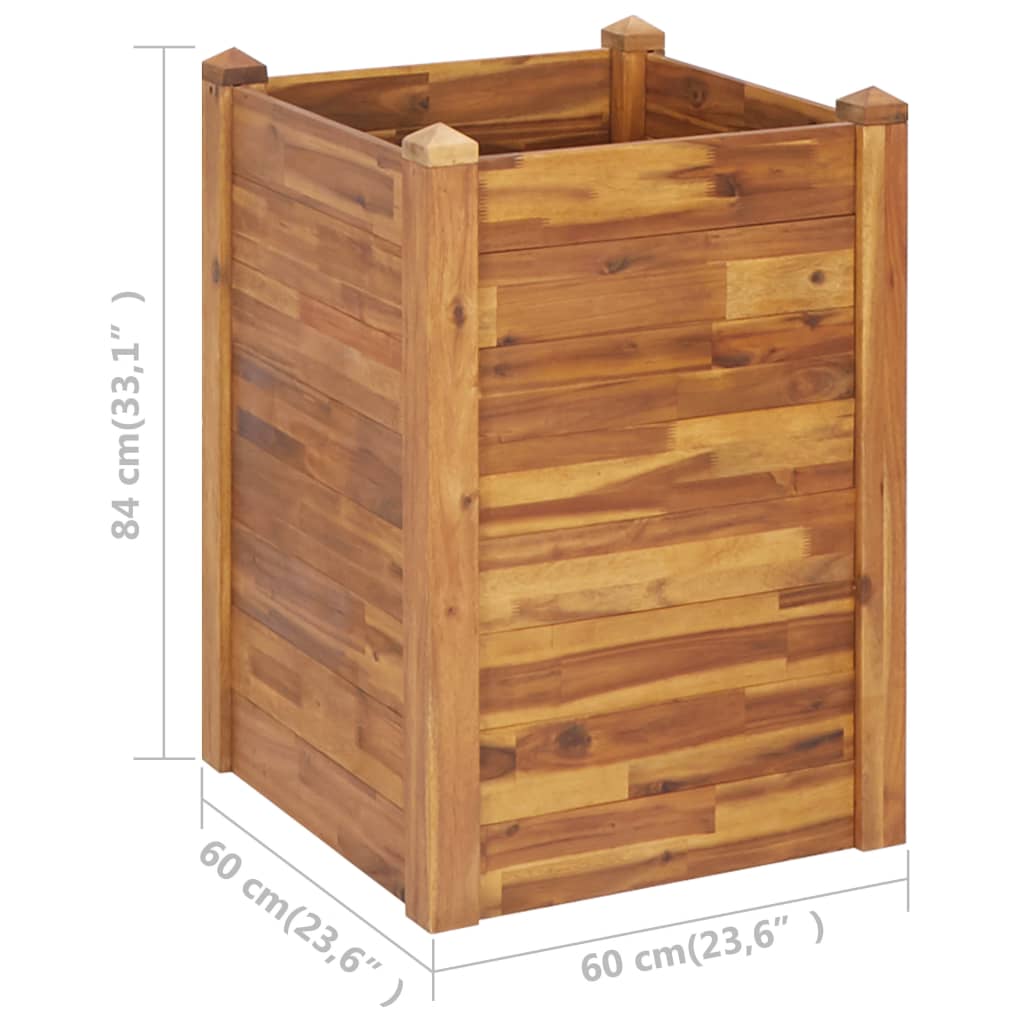 Garden Raised Bed 23.6"x23.6"x33.1" Solid Acacia Wood