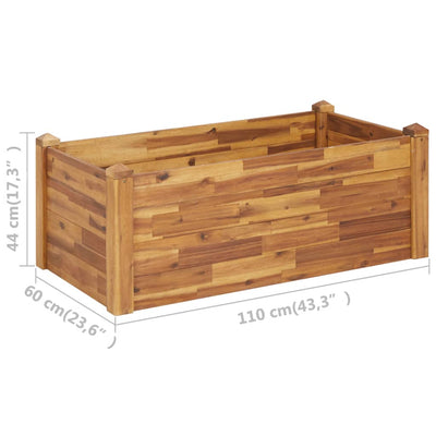 Garden Raised Bed 43.3"x23.6"x17.3" Solid Acacia Wood