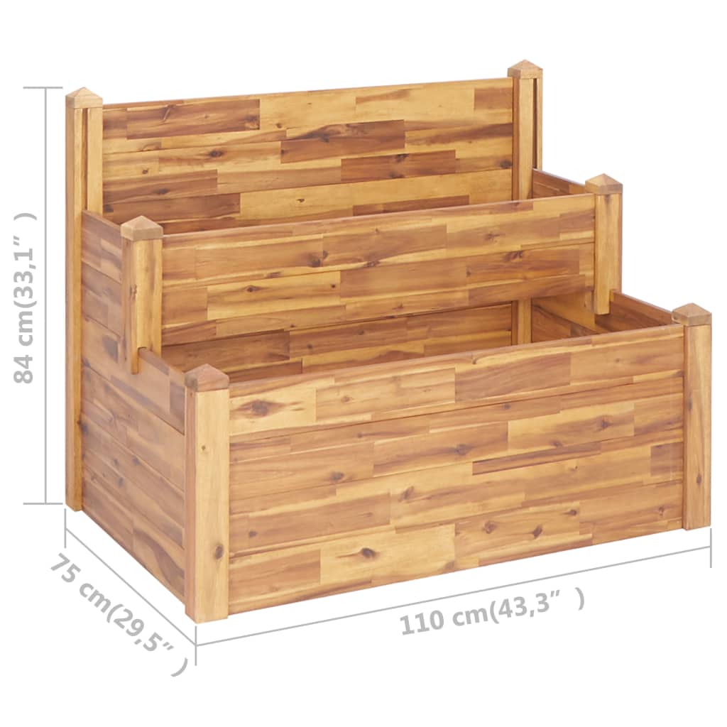 2-Tier Garden Planter 43.3"x29.5"x33.1" Solid Acacia Wood