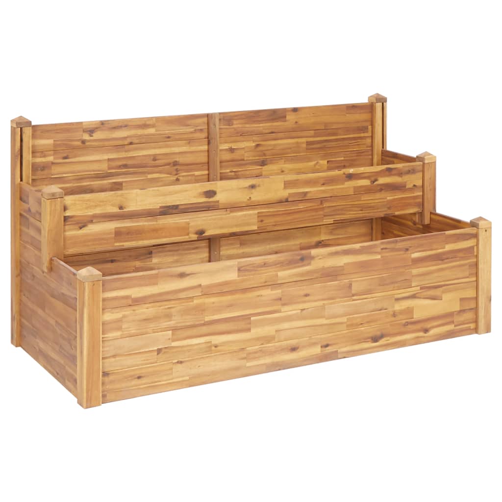 2-Tier Garden Planter 63"x29.5"x33.1" Solid Acacia Wood