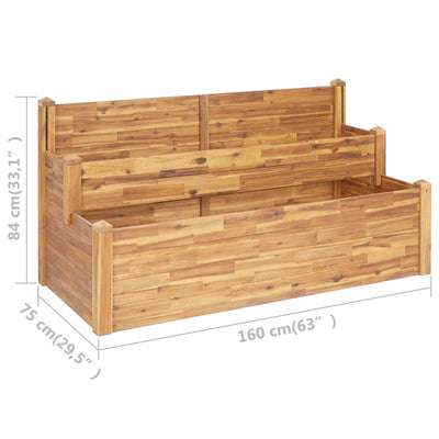 2-Tier Garden Planter 63"x29.5"x33.1" Solid Acacia Wood