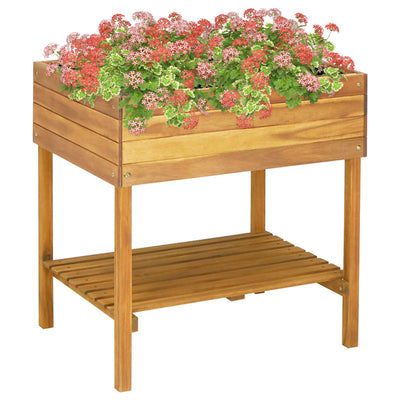 Raised Garden Planter 30.9"x23"x30.9" Solid Acacia Wood