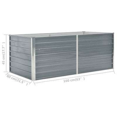 Raised Garden Bed Grey Galvanized Steel 63 x 31.5 x 17.7 in