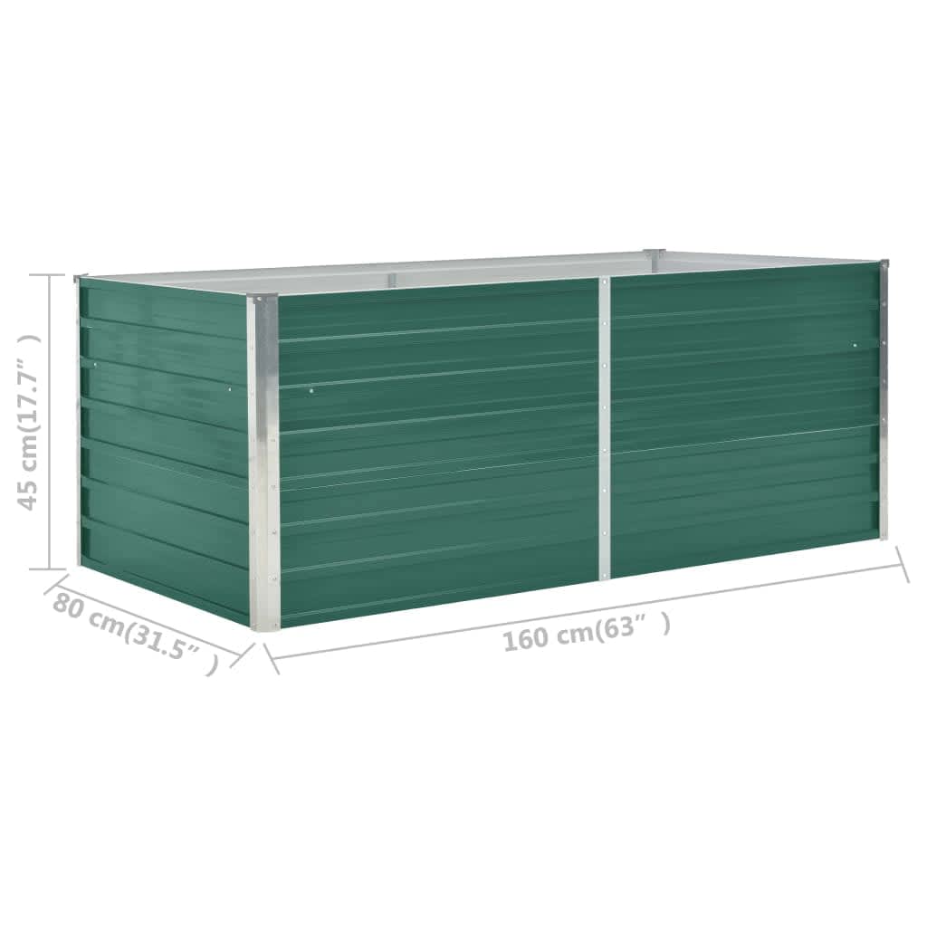 Raised Garden Bed 63"x31.5"x17.7" Galvanized Steel Green