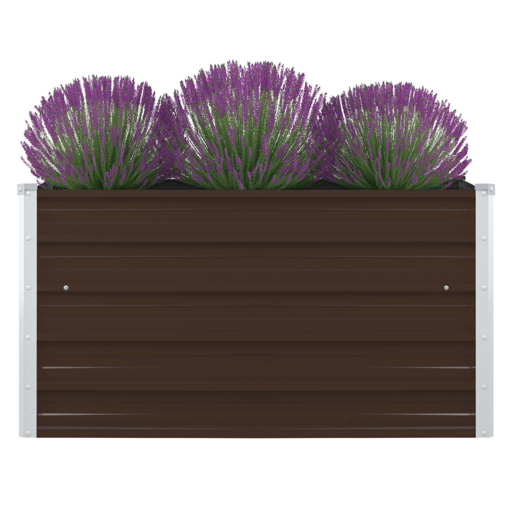 Raised Garden Bed 39.4"x39.4"x17.7" Galvanized Steel Brown