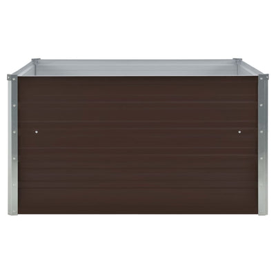 Raised Garden Bed 39.4"x39.4"x17.7" Galvanized Steel Brown