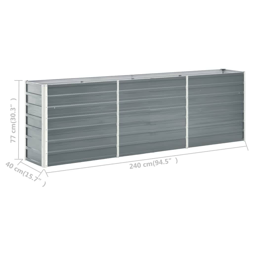 Raised Bed Grey Galvanized Steel 94.5 x 15.7 x 30.3 in