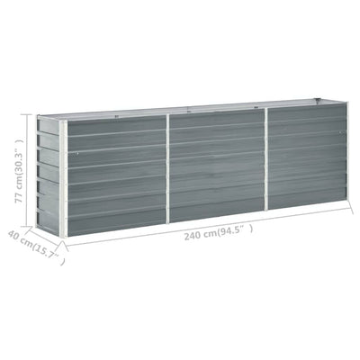 Raised Bed Grey Galvanized Steel 94.5 x 15.7 x 30.3 in