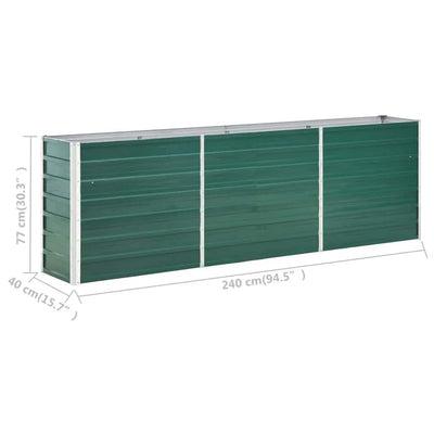 Garden Raised Bed Galvanized Steel 94.5"x15.7"x30.3" Green