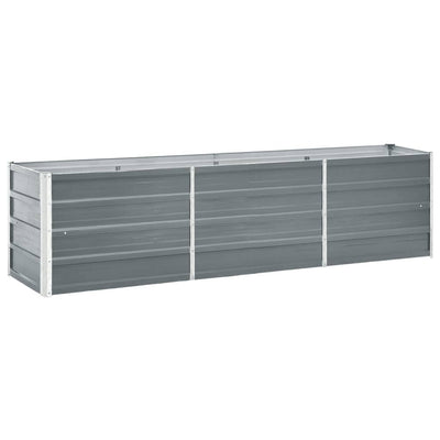 Garden Raised Bed Galvanized Steel 94.5"x15.7"x17.7" Gray