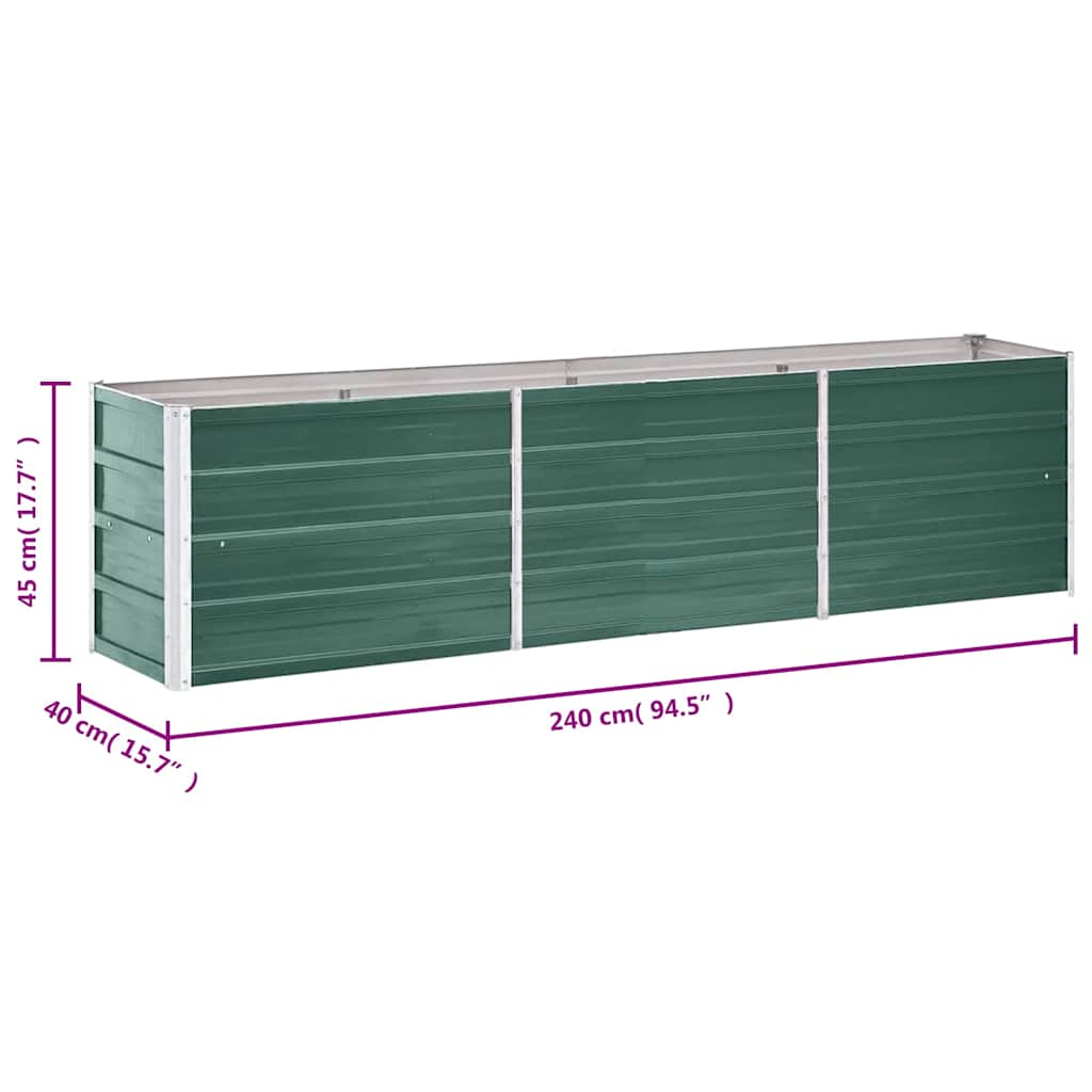 Garden Raised Bed Galvanized Steel 94.5"x15.7"x17.7" Green