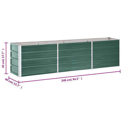 Garden Raised Bed Galvanized Steel 94.5"x15.7"x17.7" Green