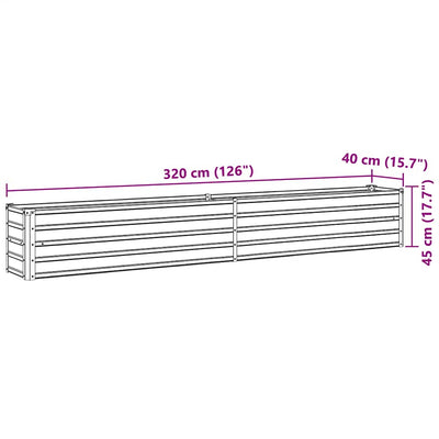 Garden Raised Bed Galvanized Steel 126"x15.7"x17.7" Green