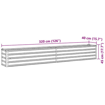 Garden Raised Bed Galvanized Steel 126"x15.7"x17.7" Brown