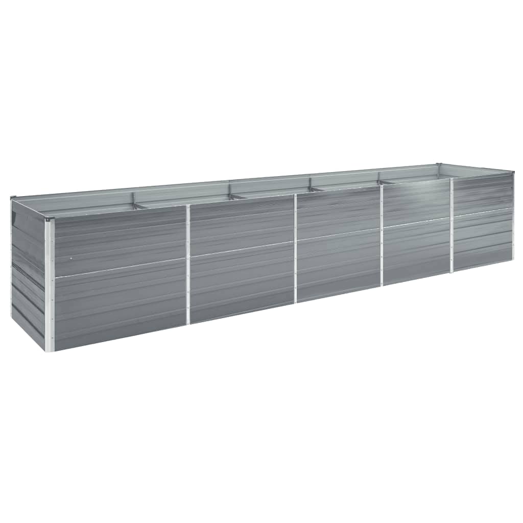 Garden Raised Bed Galvanized Steel 157.5"x31.5"x17.7" Gray