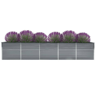 Garden Raised Bed Galvanized Steel 157.5"x31.5"x17.7" Gray