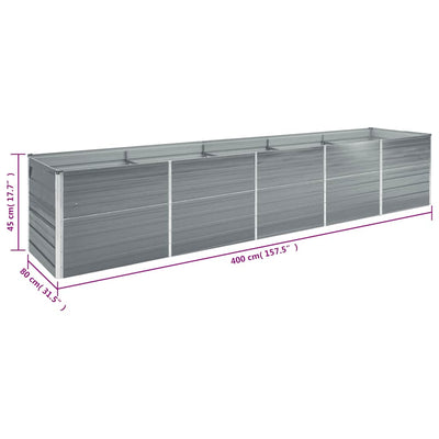Raised Bed Grey Galvanized Steel 157.5 x 31.5 x 17.7 in Durable