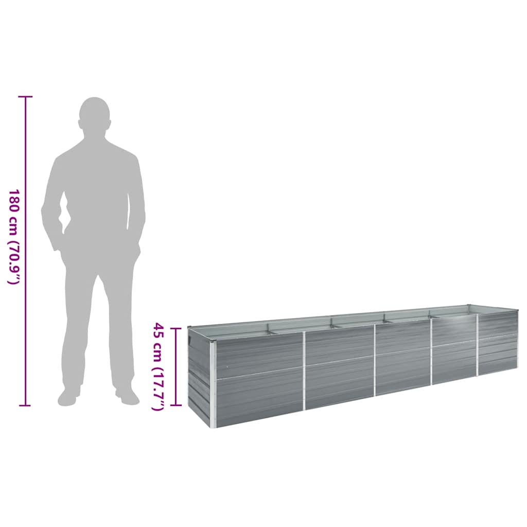 Raised Bed Grey Galvanized Steel 157.5 x 31.5 x 17.7 in Durable