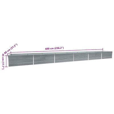 Raised Bed Gray Galvanized Steel 236.2x31.5x17.7 in Durable