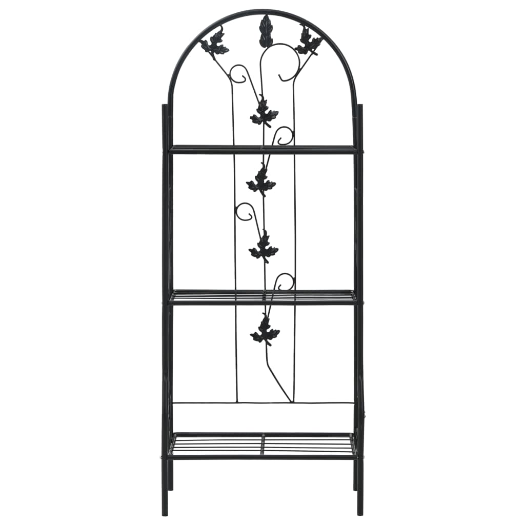 3-Layer Plant Rack Black 20.5"x11"x50.4" Iron