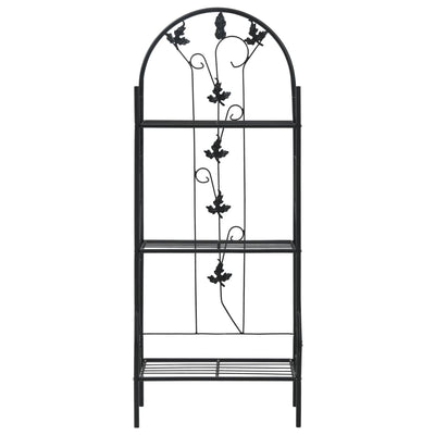 3-Layer Plant Rack Black 20.5"x11"x50.4" Iron