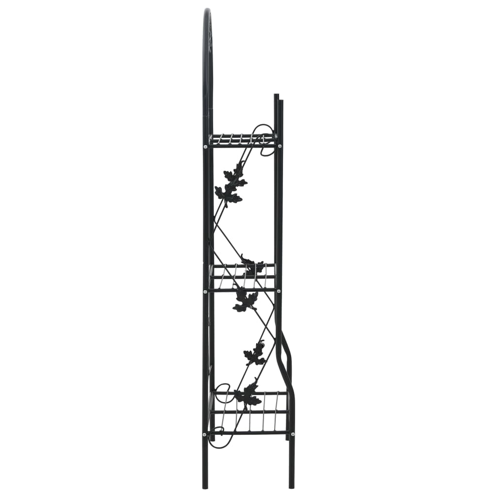 3-Layer Plant Rack Black 20.5"x11"x50.4" Iron