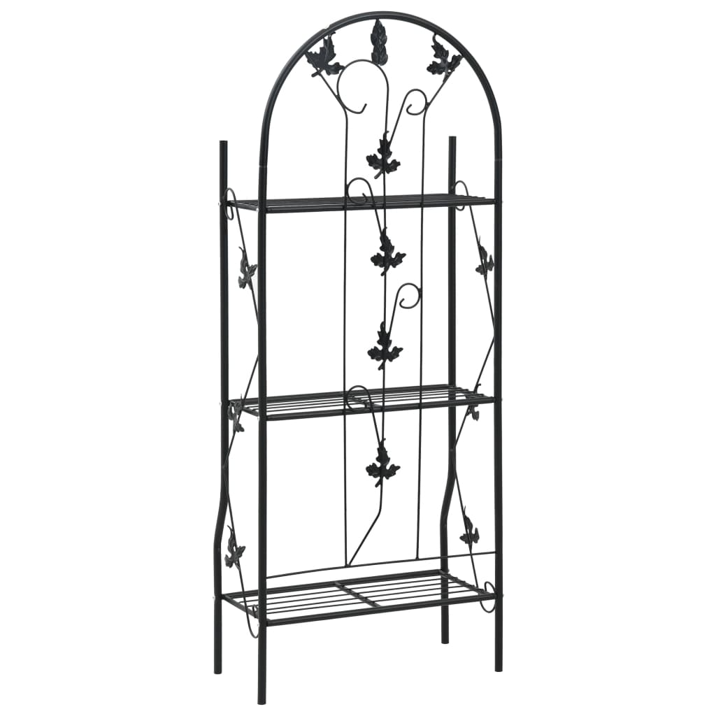 3-Layer Plant Rack Black 20.5"x11"x50.4" Iron