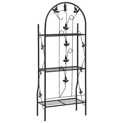 3-Layer Plant Rack Black 20.5"x11"x50.4" Iron