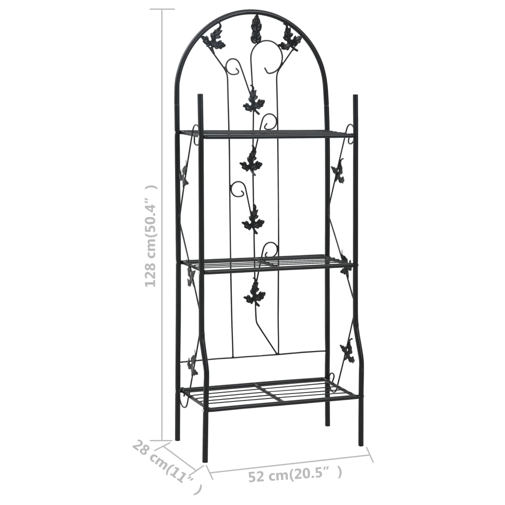 3-Layer Plant Rack Black 20.5"x11"x50.4" Iron