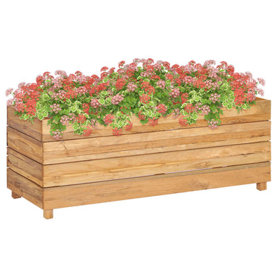 Raised Bed 39.4"x15.7"x15" Recycled Teak Wood and Steel