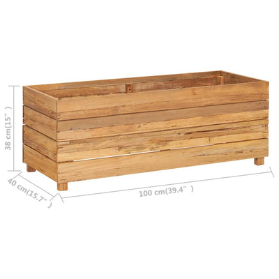 Raised Bed 39.4"x15.7"x15" Recycled Teak Wood and Steel