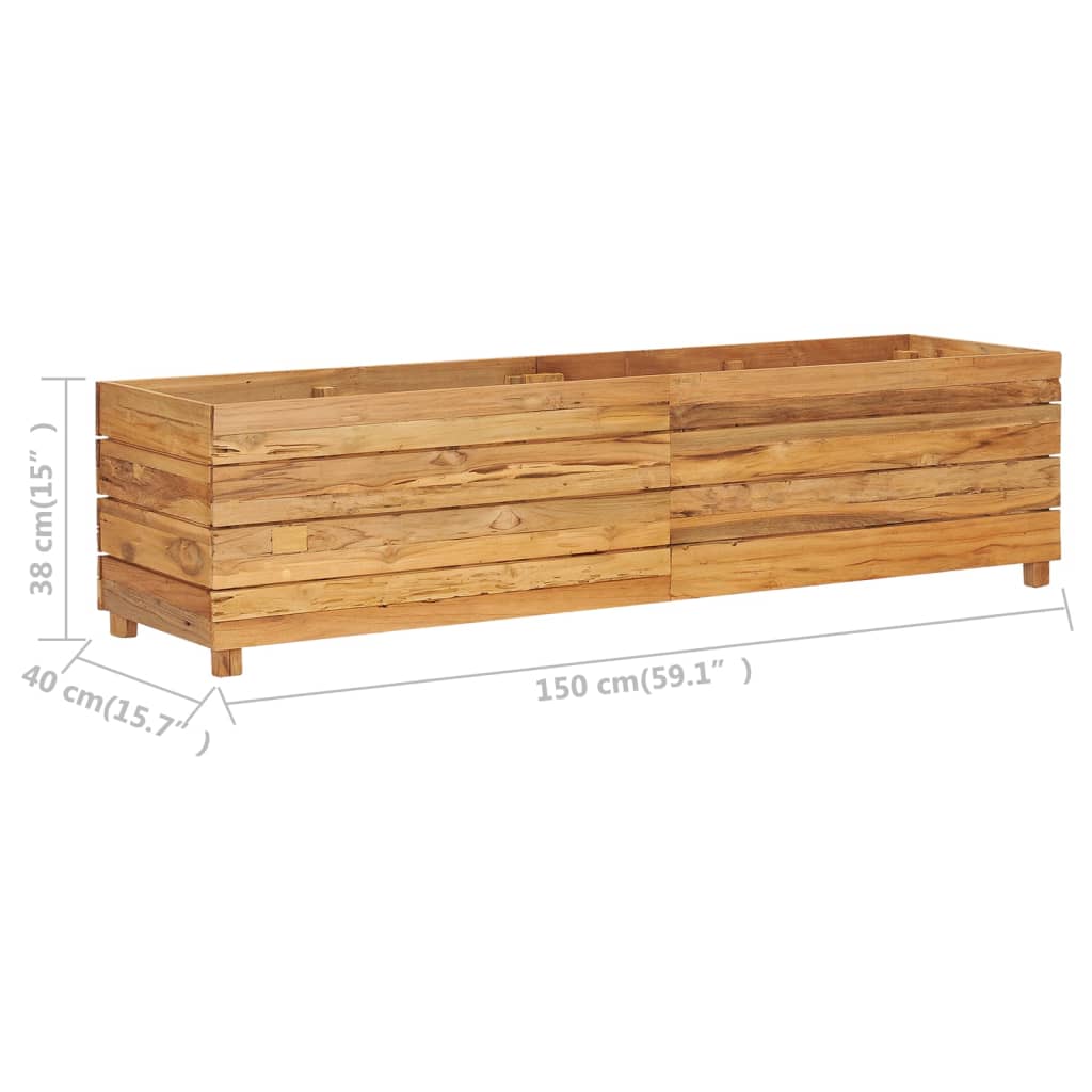 Raised Bed 59.1"x15.7"x15" Recycled Teak Wood and Steel