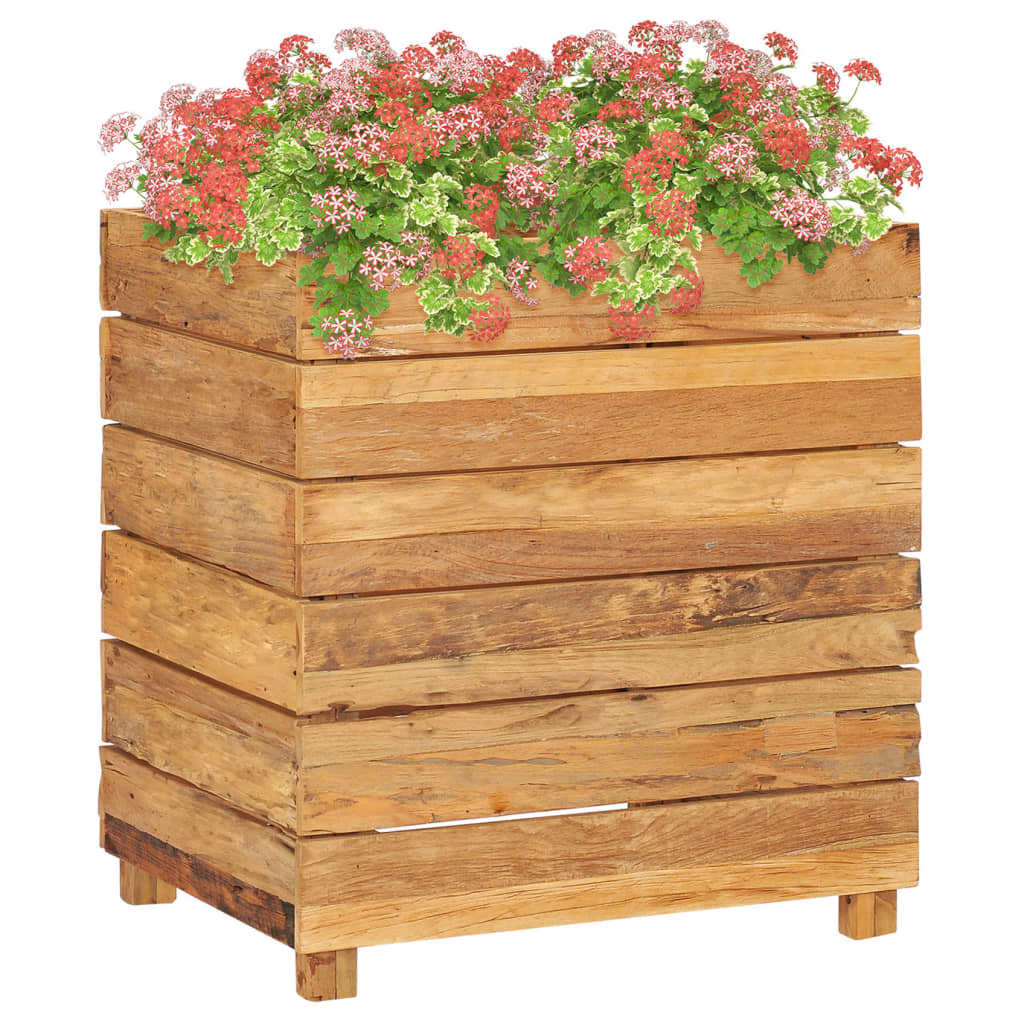 Raised Bed 19.7"x15.7"x21.7" Recycled Teak Wood and Steel