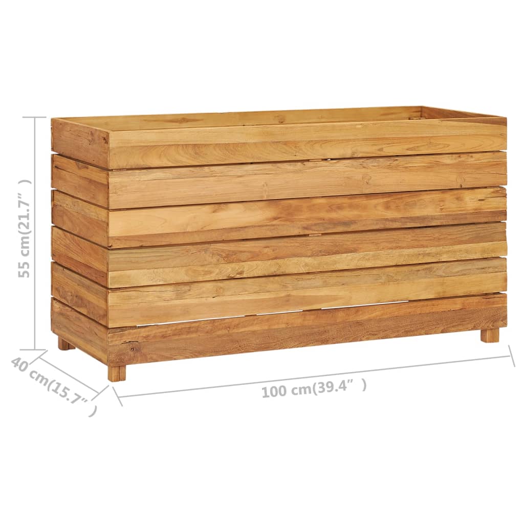 Raised Bed 39.4"x15.7"x21.7" Recycled Teak Wood and Steel